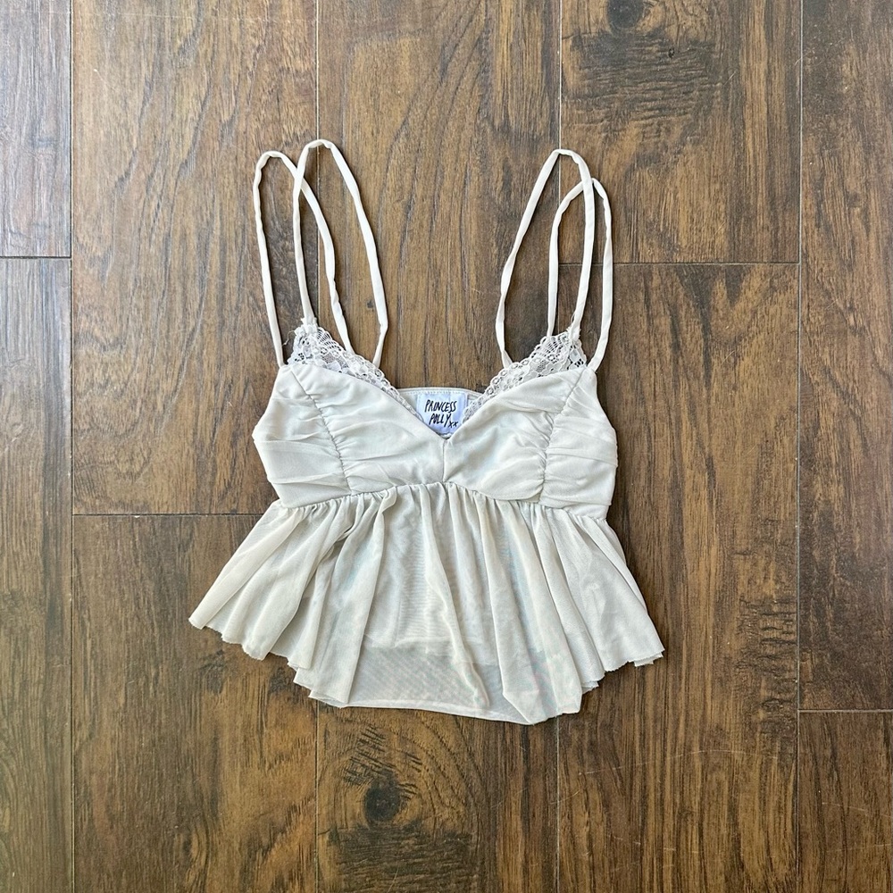Princess Polly white flare top with Lace Detail